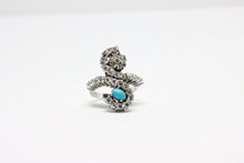  Silver Ring with zircons and turquoise