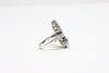 Silver Ring with zircons and turquoise