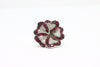 Silver Ring flower with rubies and zircons