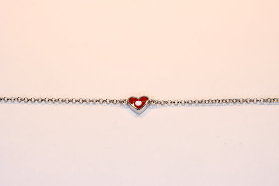 White Gold Chain Bracelet with Heart for Child