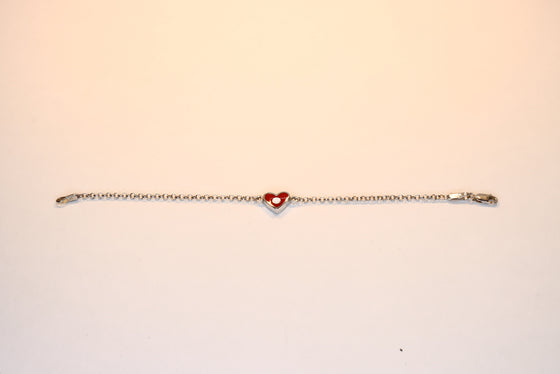 White Gold Chain Bracelet with Heart for Child