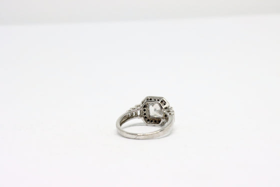 Silver ring with zircon