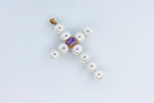  Gold Pearl Cross with amethyst