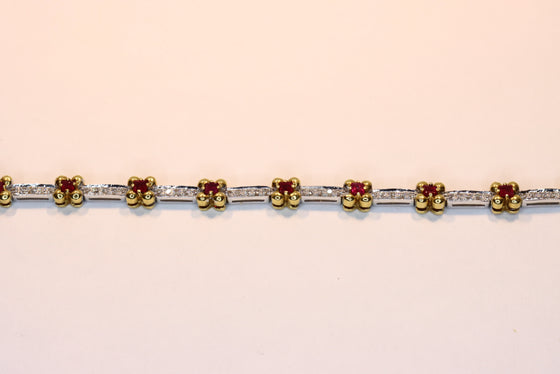 Gold Tennis Bracelet with diamonds and rubies