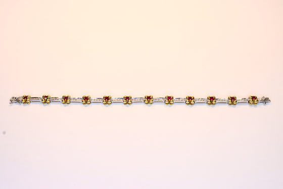 Gold Tennis Bracelet with diamonds and rubies