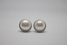  Silver Earring with pearl and zircons