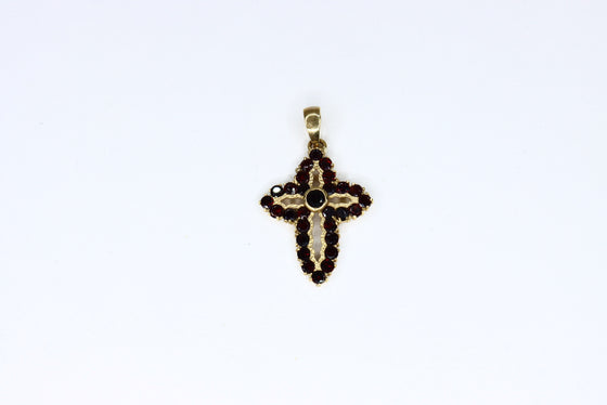 Gold Cross with garnet